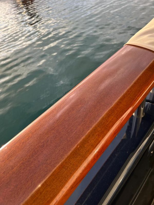 Teak decking varnish and protection on Yacht
