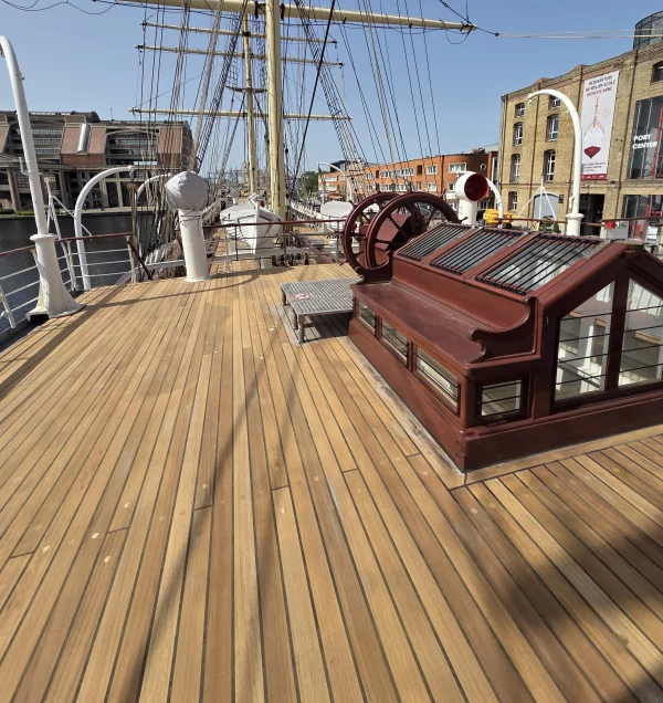 Duchesse Anne freshly restored yacht deck.